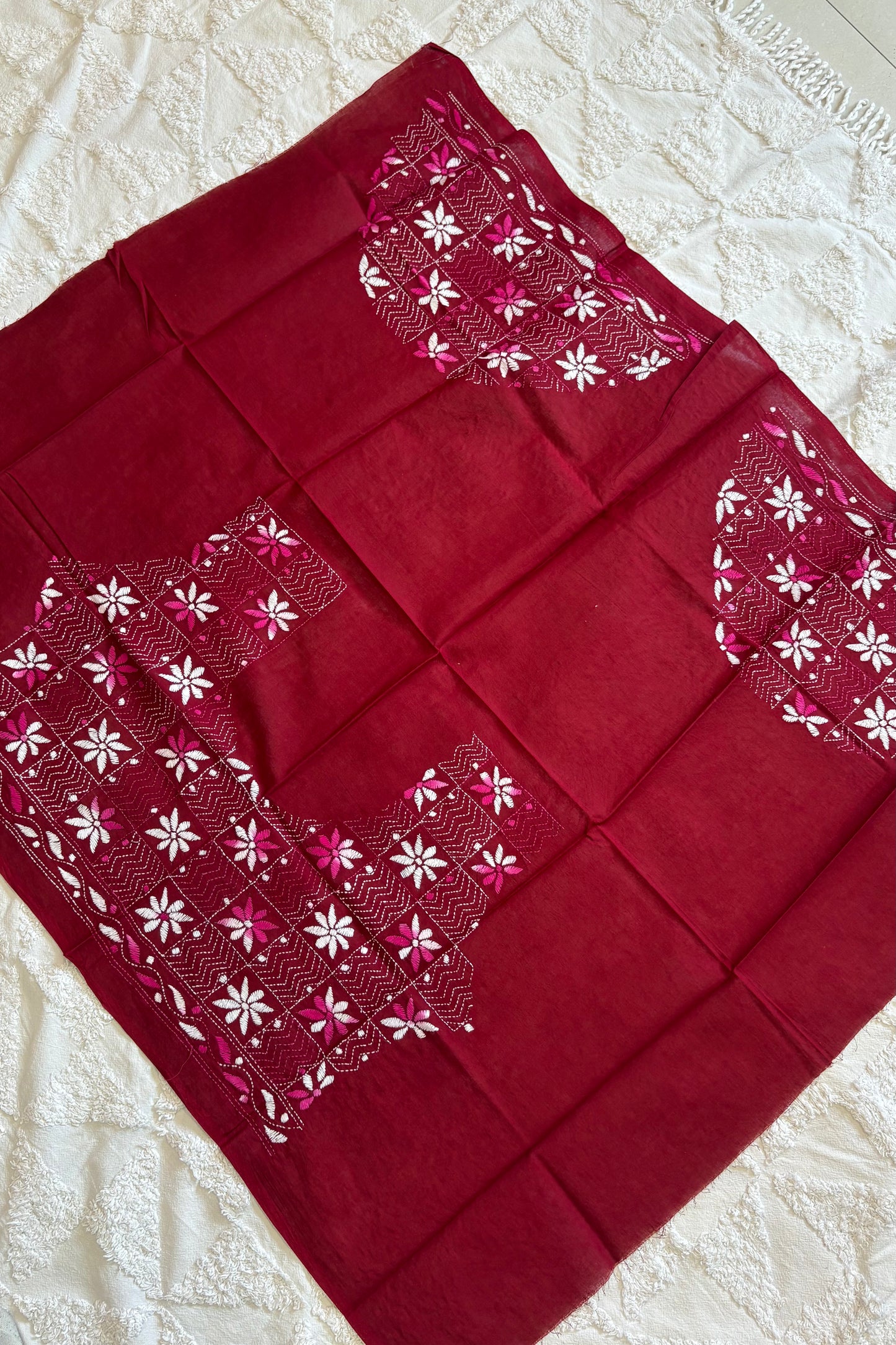 Cotton Kantha Work Blouse Piece- Code35