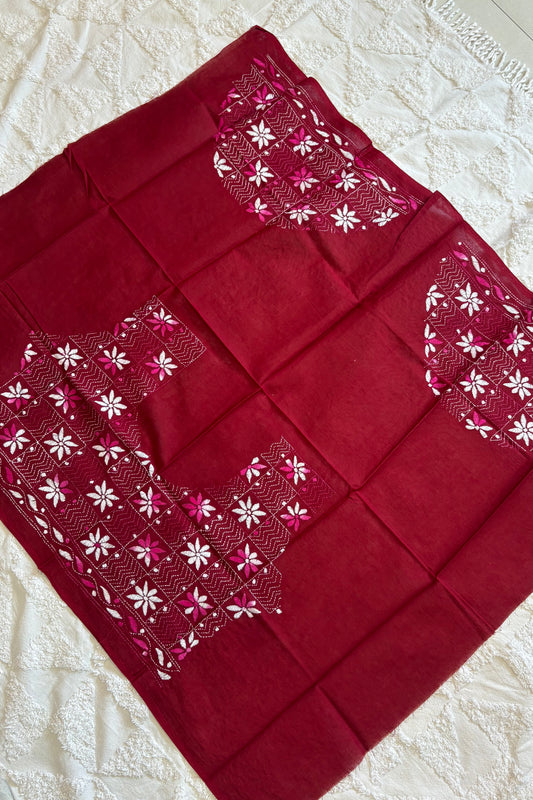 Cotton Kantha Work Blouse Piece- Code35