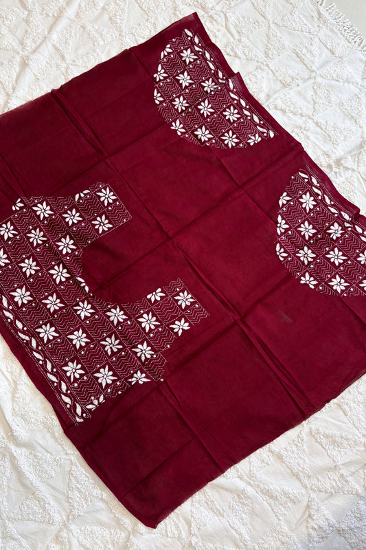 Cotton Kantha Work Blouse Piece- Code34