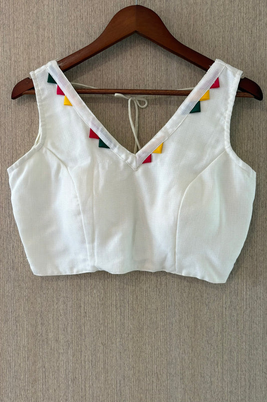 Sleeveless Off White Blouse