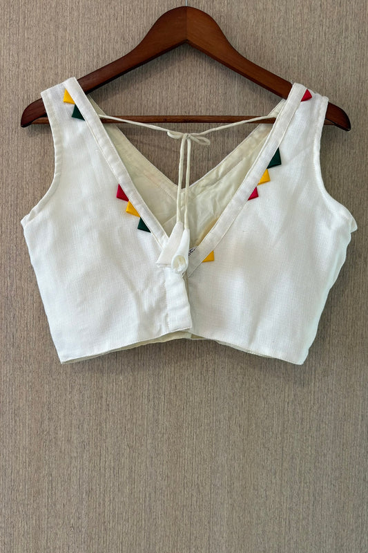 Sleeveless Off White Blouse