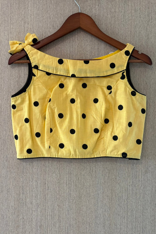 Sleeveless Polka Dot Cotton Blouse