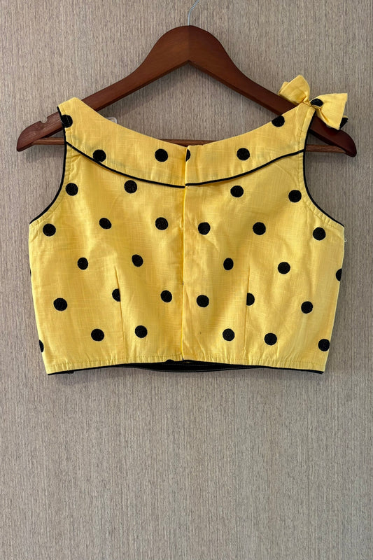 Sleeveless Polka Dot Cotton Blouse