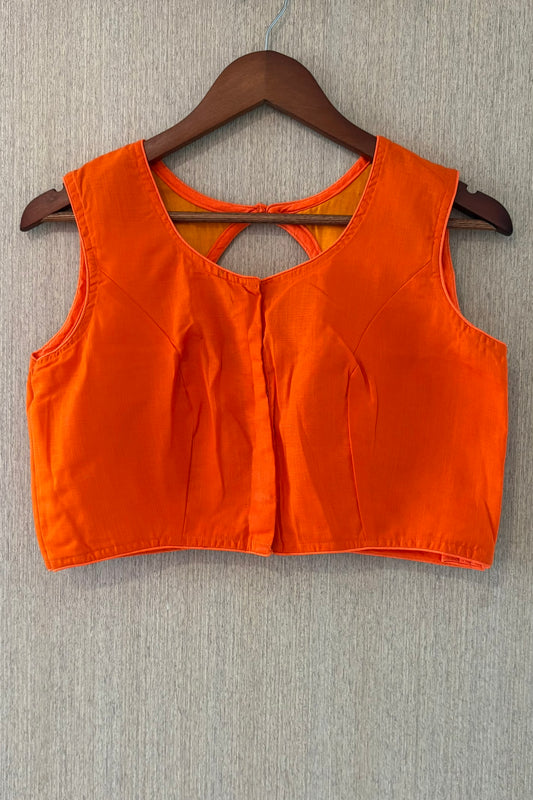 Sleeveless Orange Cotton Blouse