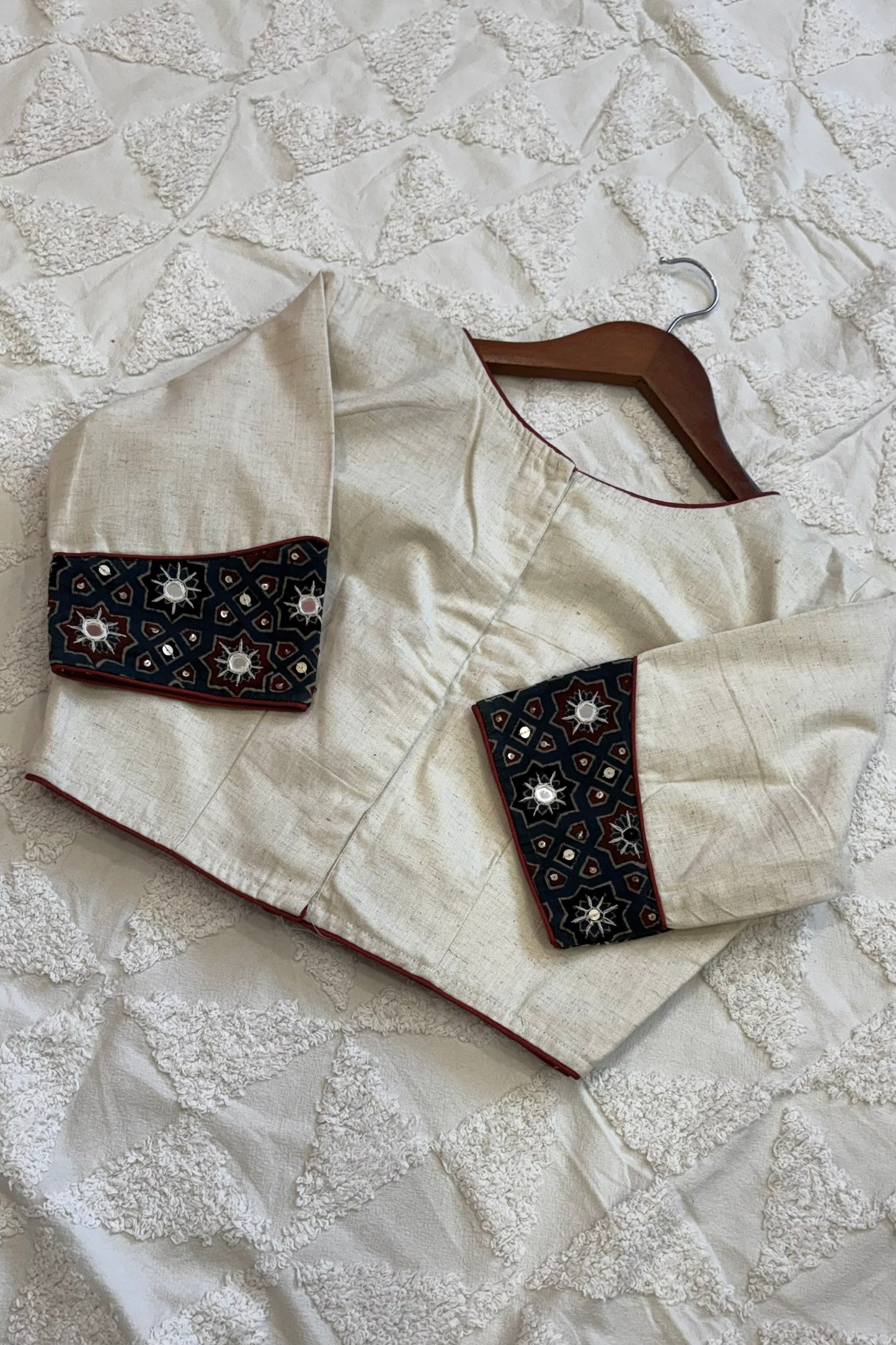 Glass Sleeves Off White Blouse