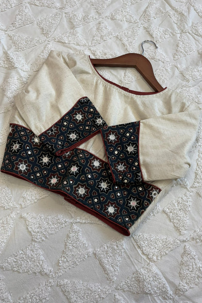 Glass Sleeves Off White Blouse