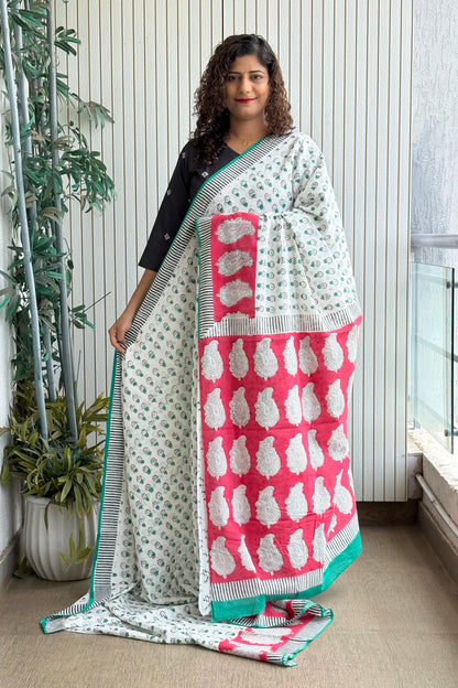 Hand Block Print Pure Cotton Saree