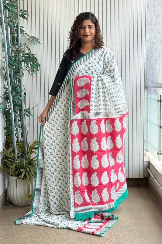 Hand Block Print Pure Cotton Saree