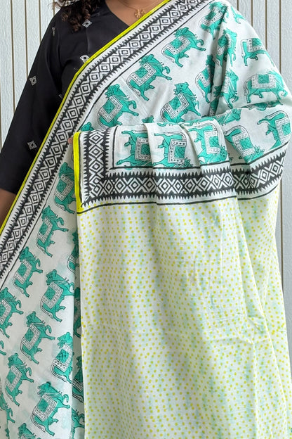 Hand Block Print Pure Cotton Saree