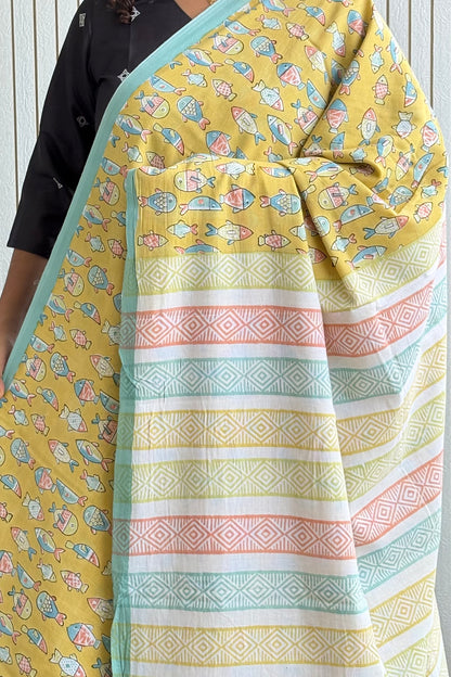 Hand Block Print Pure Cotton Saree