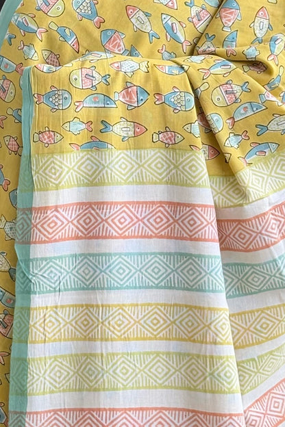 Hand Block Print Pure Cotton Saree