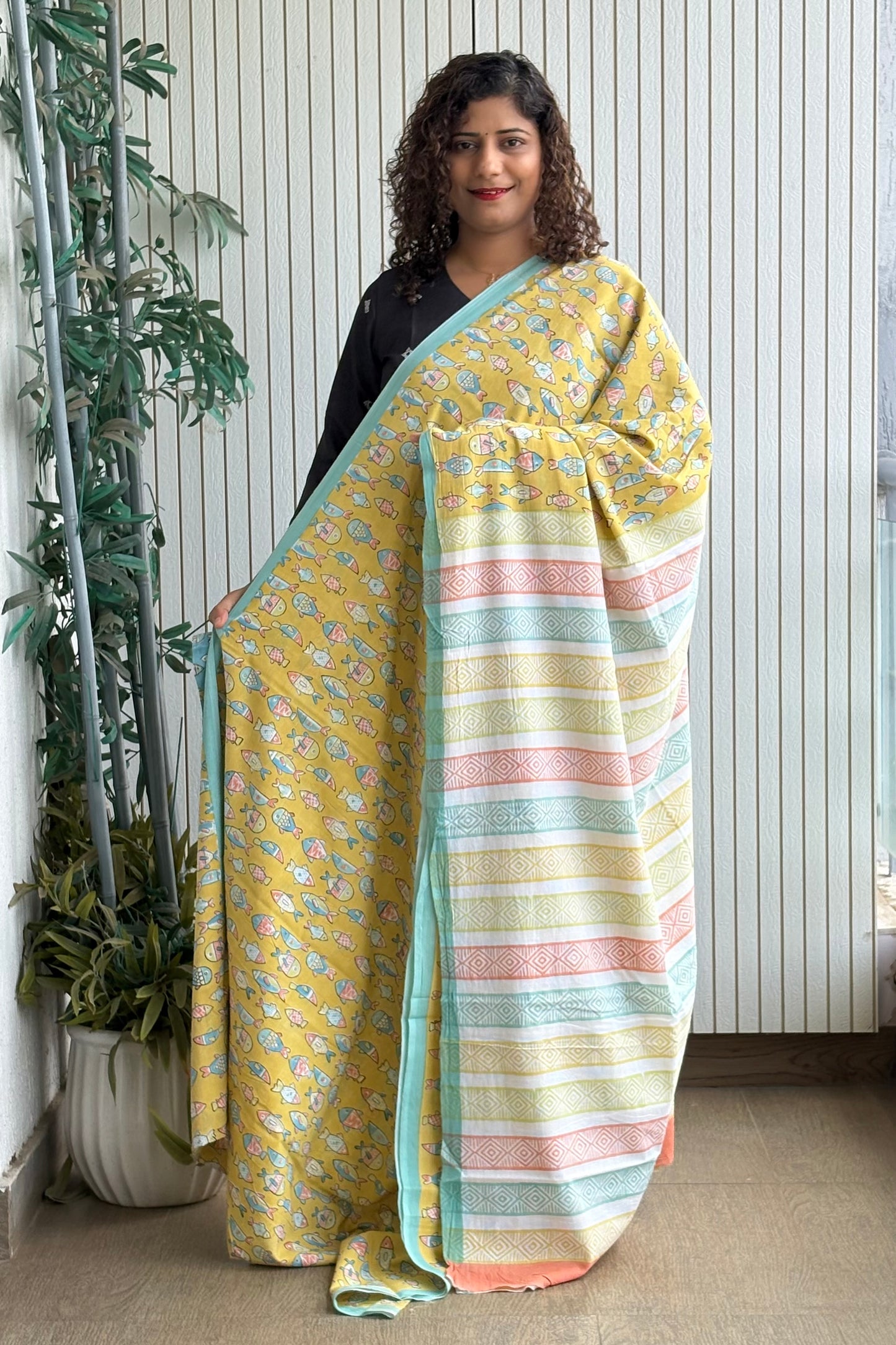 Hand Block Print Pure Cotton Saree