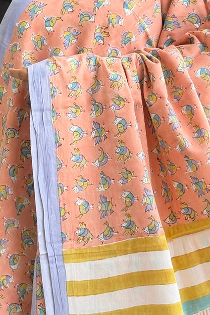 Hand Block Print Pure Cotton Saree