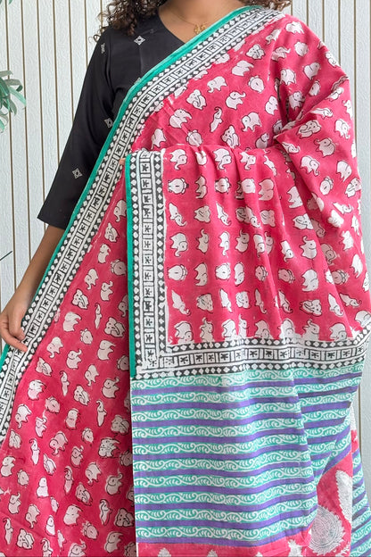 Hand Block Print Pure Cotton Saree