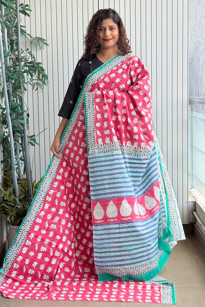 Hand Block Print Pure Cotton Saree