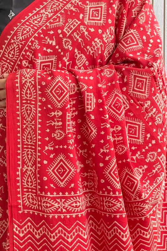 Hand Block Print Pure Cotton Saree
