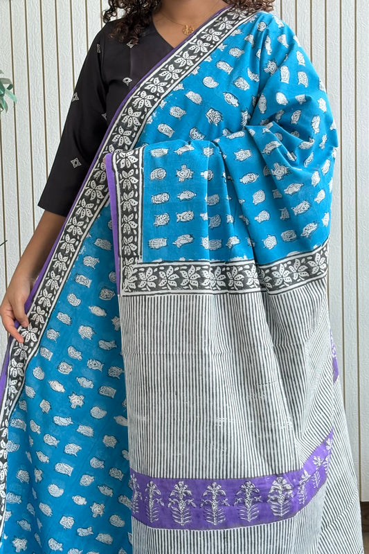 Hand Block Print Pure Cotton Saree