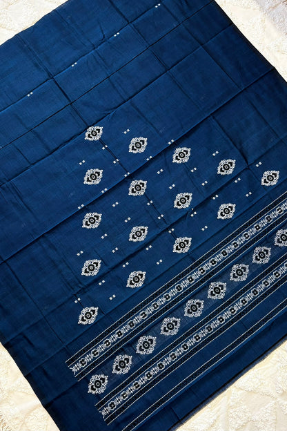 Pure Cotton Bomkei 3 Piece Dress Material- Peacock Blue