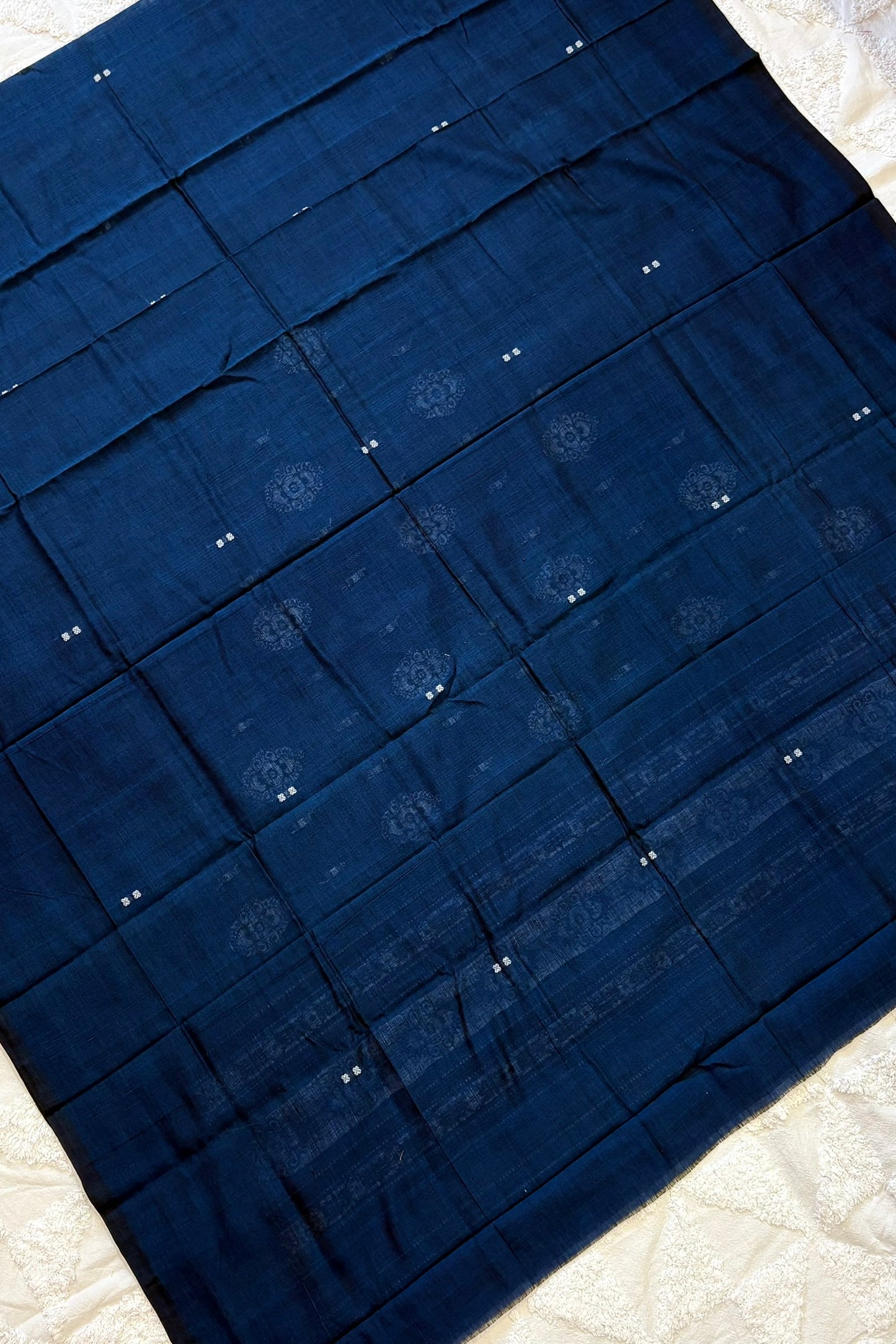 Pure Cotton Bomkei 3 Piece Dress Material- Peacock Blue