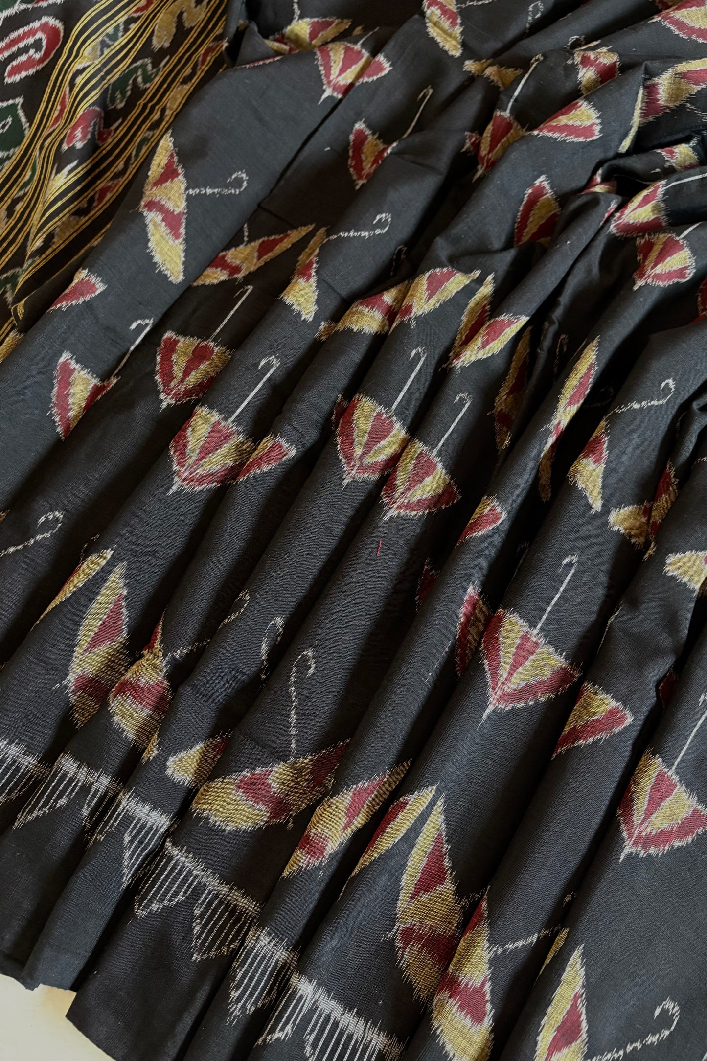 Exclusive Odisha Ikkat Khandua Cotton Saree - Black