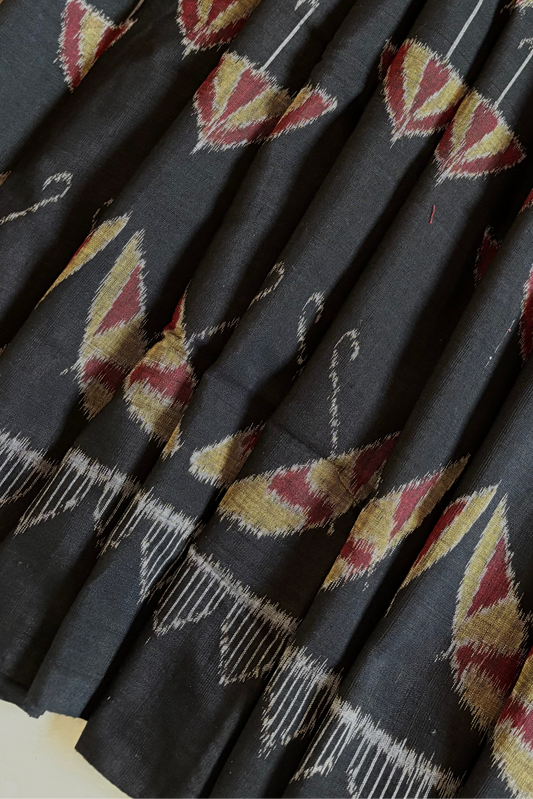 Exclusive Odisha Ikkat Khandua Cotton Saree - Black