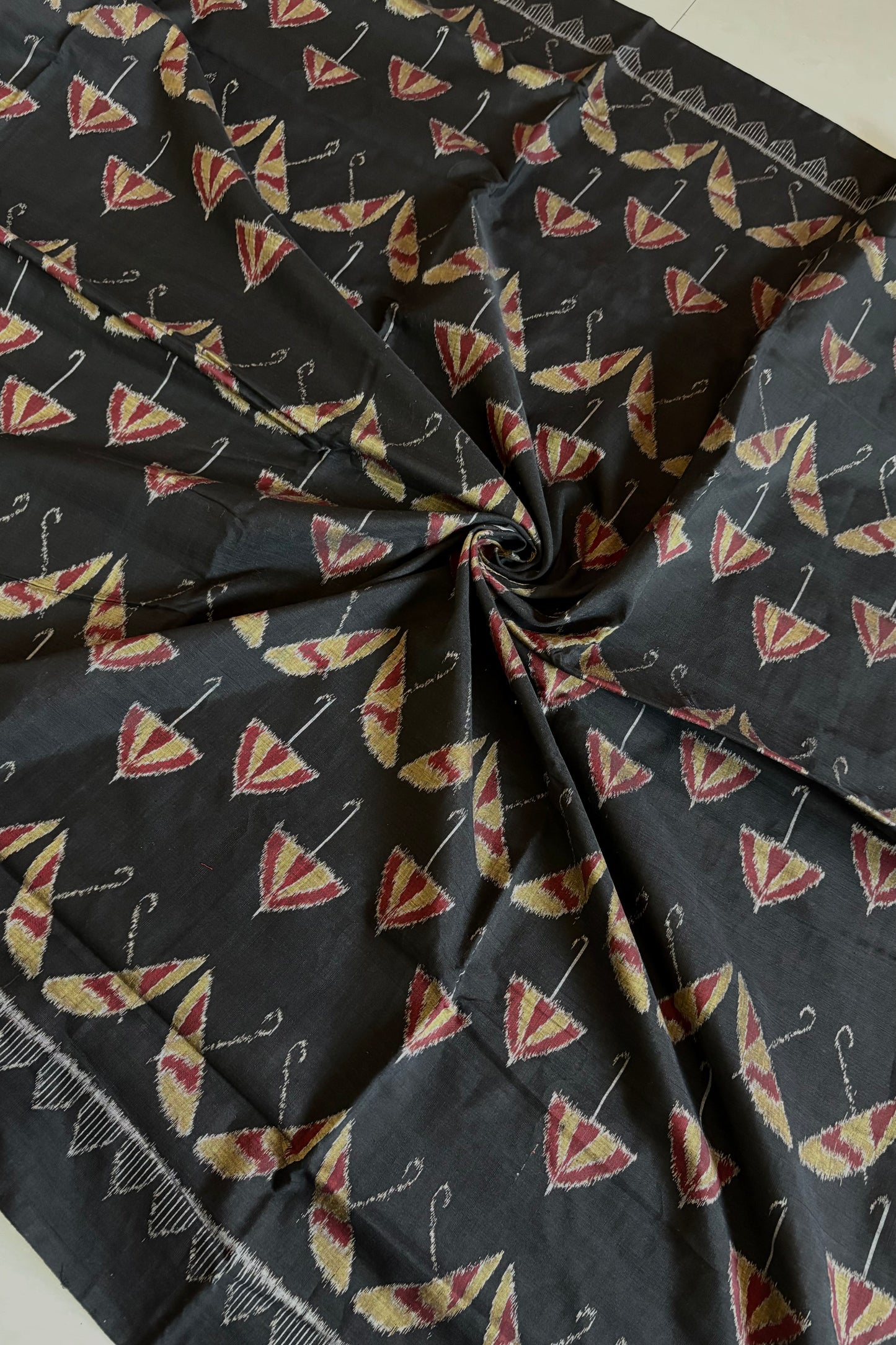 Exclusive Odisha Ikkat Khandua Cotton Saree - Black