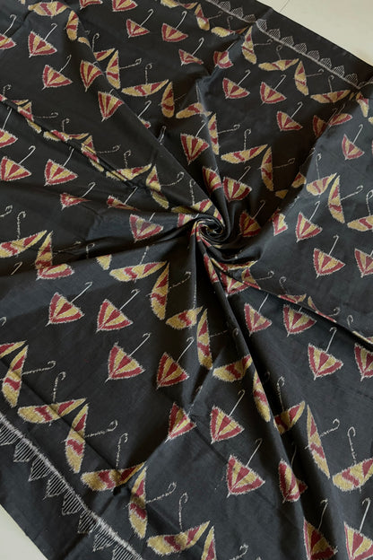 Exclusive Odisha Ikkat Khandua Cotton Saree - Black