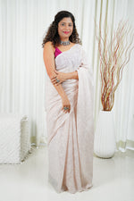 Load image into Gallery viewer, Kota Cotton Saree With Tepchi Chikankari Work- Light Beige
