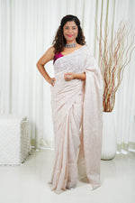 Load image into Gallery viewer, Kota Cotton Saree With Tepchi Chikankari Work- Light Beige
