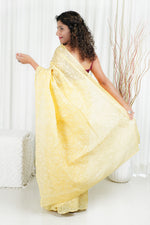 Load image into Gallery viewer, Kota Cotton Saree With Tepchi Chikankari Work- Yellow
