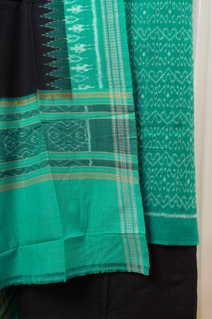 Pure Cotton Sambalpuri Ikkat 3 Piece Dress Material- Sea Green