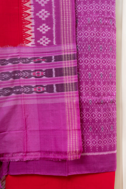Pure Cotton Sambalpuri Ikkat 3 Piece Dress Material- Purple