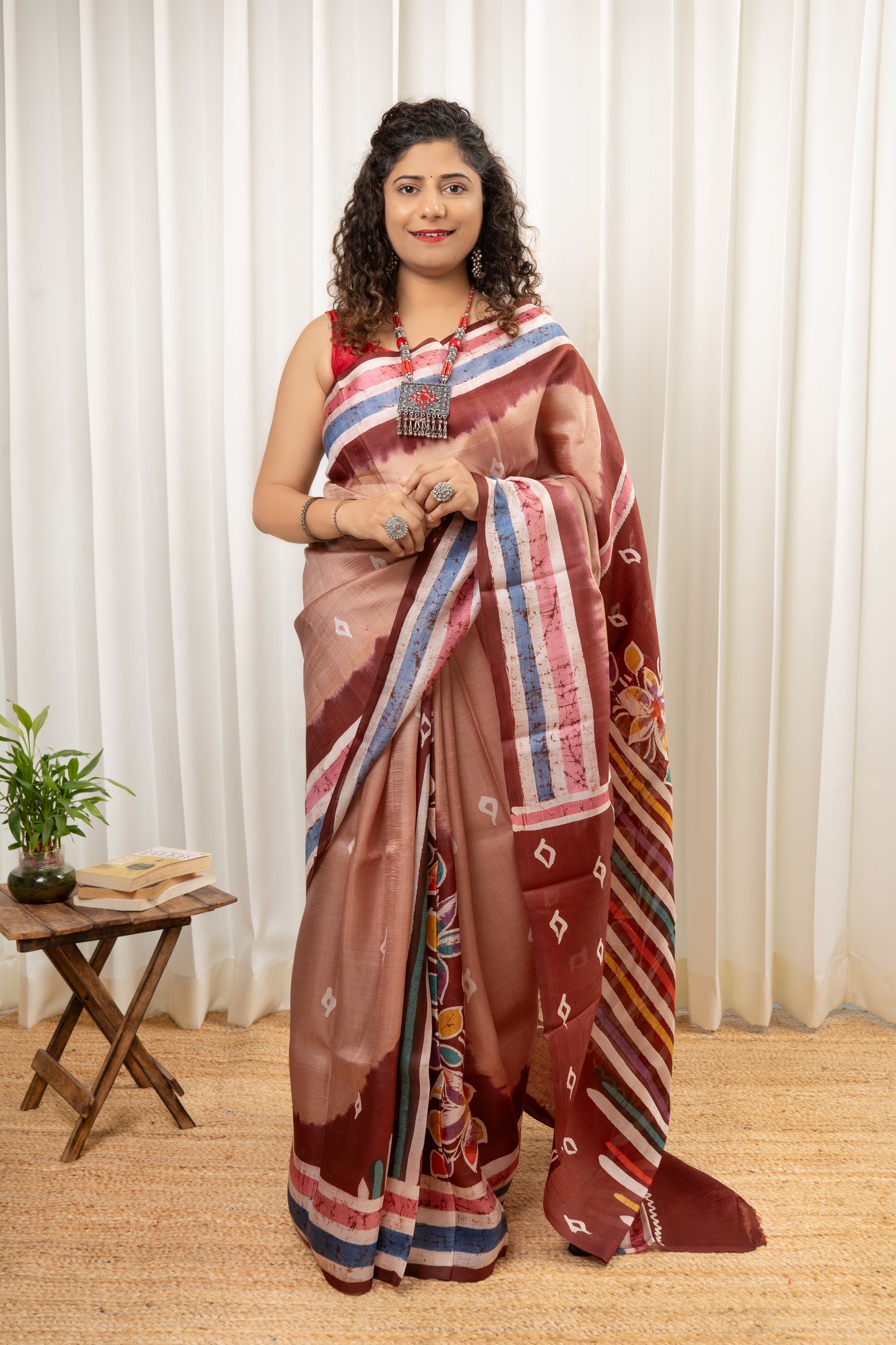 Murshidabad Pure Silk Saree With Hand Batik Print