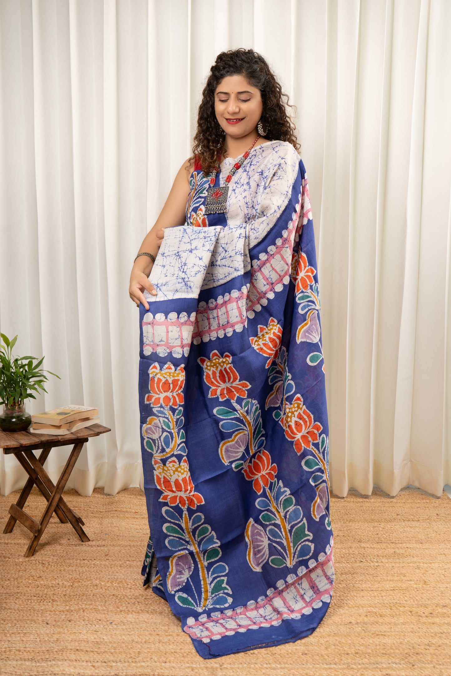 Murshidabad Pure Silk Saree Hand Batik Print