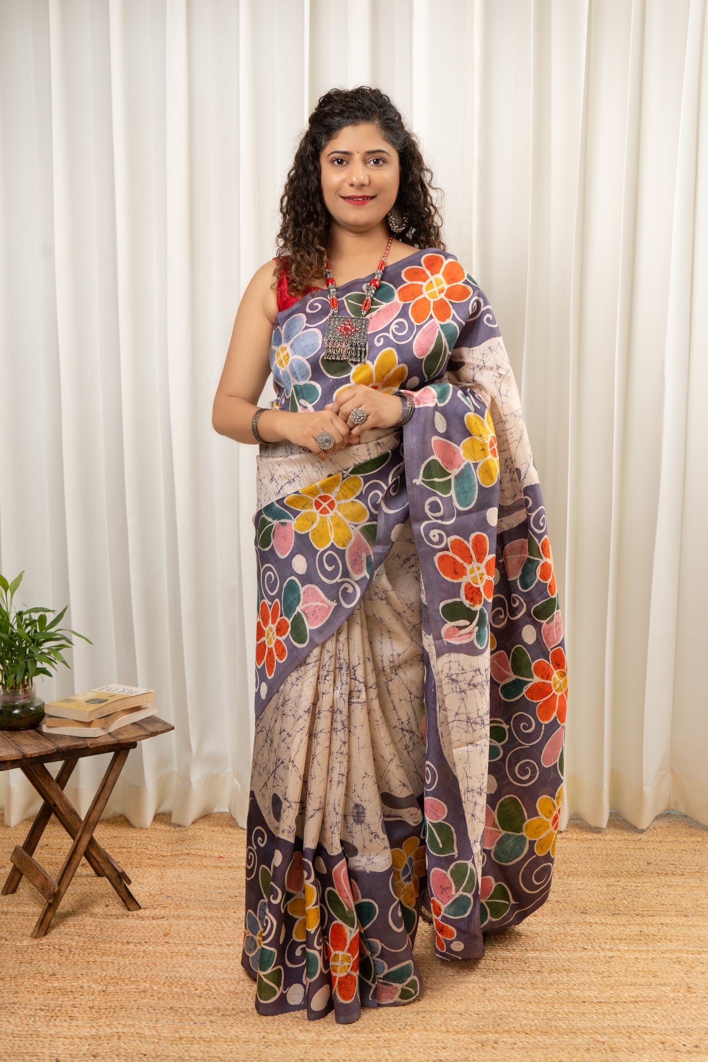 Murshidabad Pure Silk Saree Hand Batik Print
