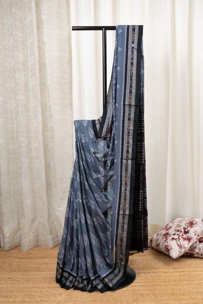 Exclusive Odisha Ikkat Khandua Cotton Saree - Grey