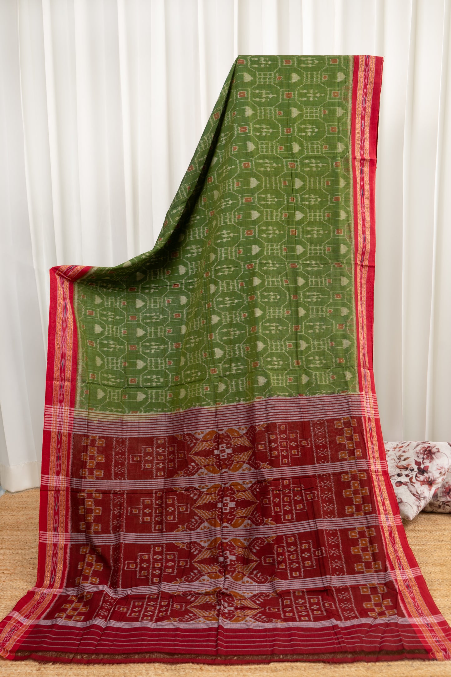 Exclusive Odisha Ikkat Khandua Cotton Saree - Green