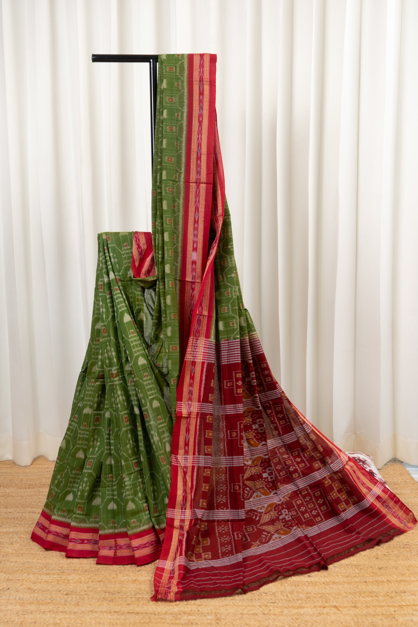 Exclusive Odisha Ikkat Khandua Cotton Saree - Green