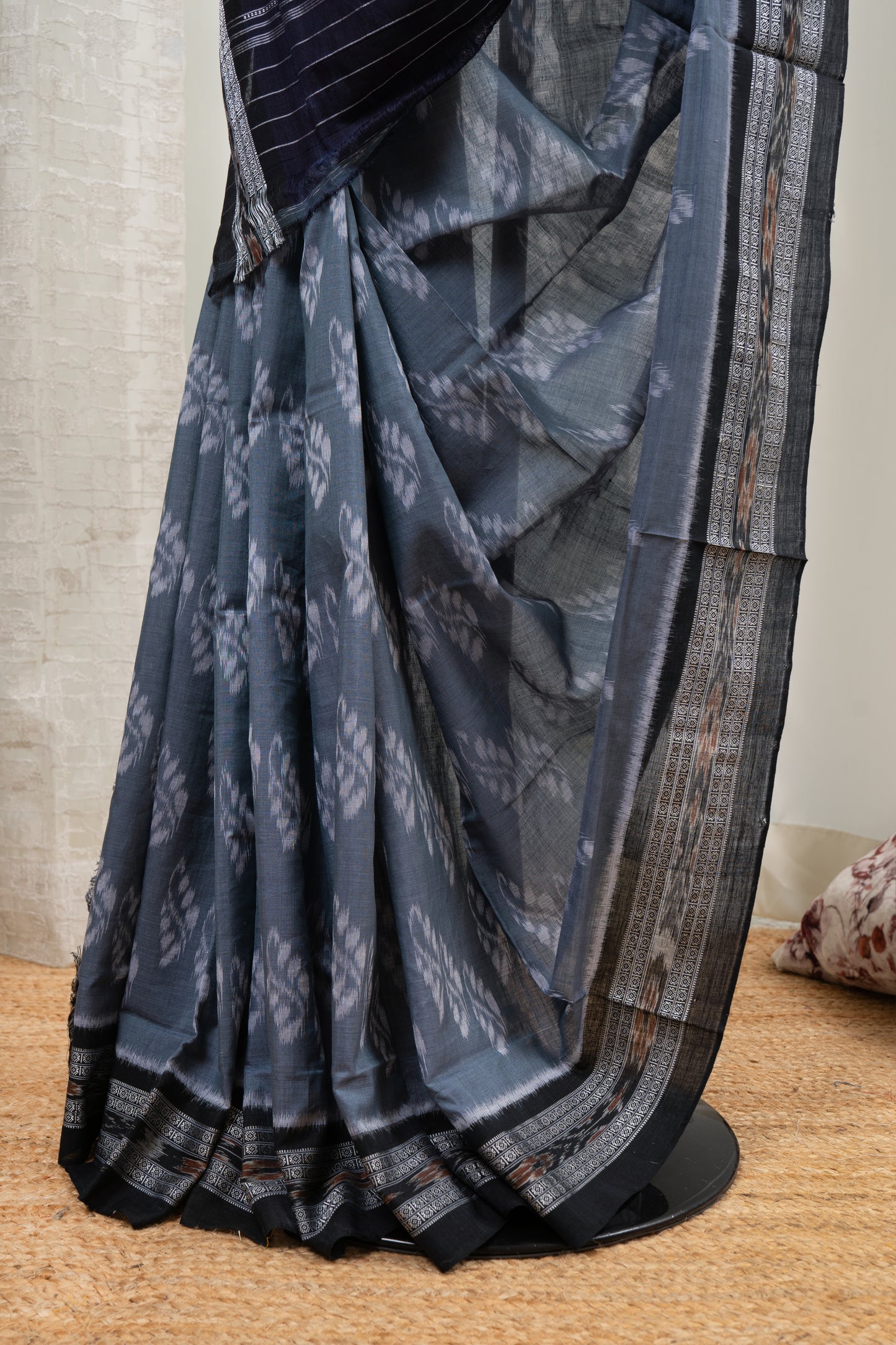 Exclusive Odisha Ikkat Khandua Cotton Saree - Grey