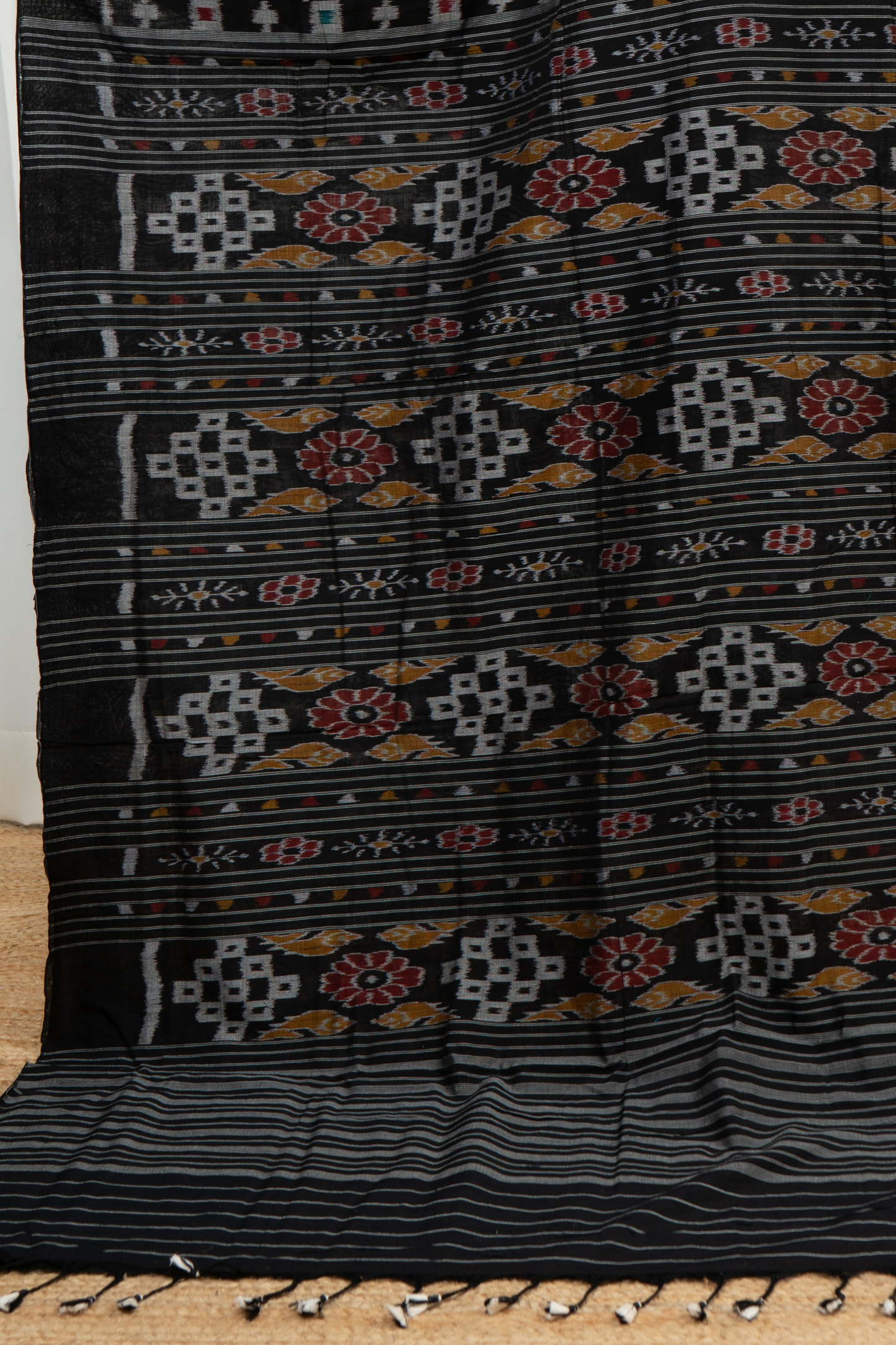Exclusive Odisha Ikkat Khandua Cotton Saree - Black