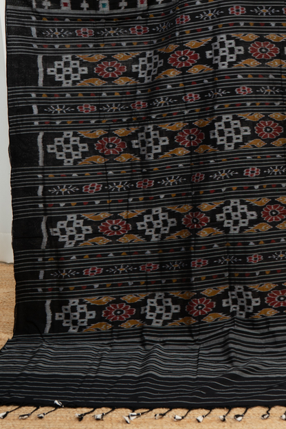 Exclusive Odisha Ikkat Khandua Cotton Saree - Black