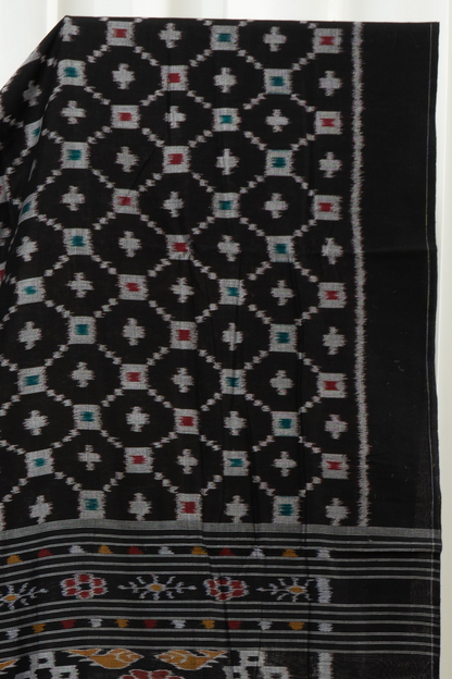 Exclusive Odisha Ikkat Khandua Cotton Saree - Black