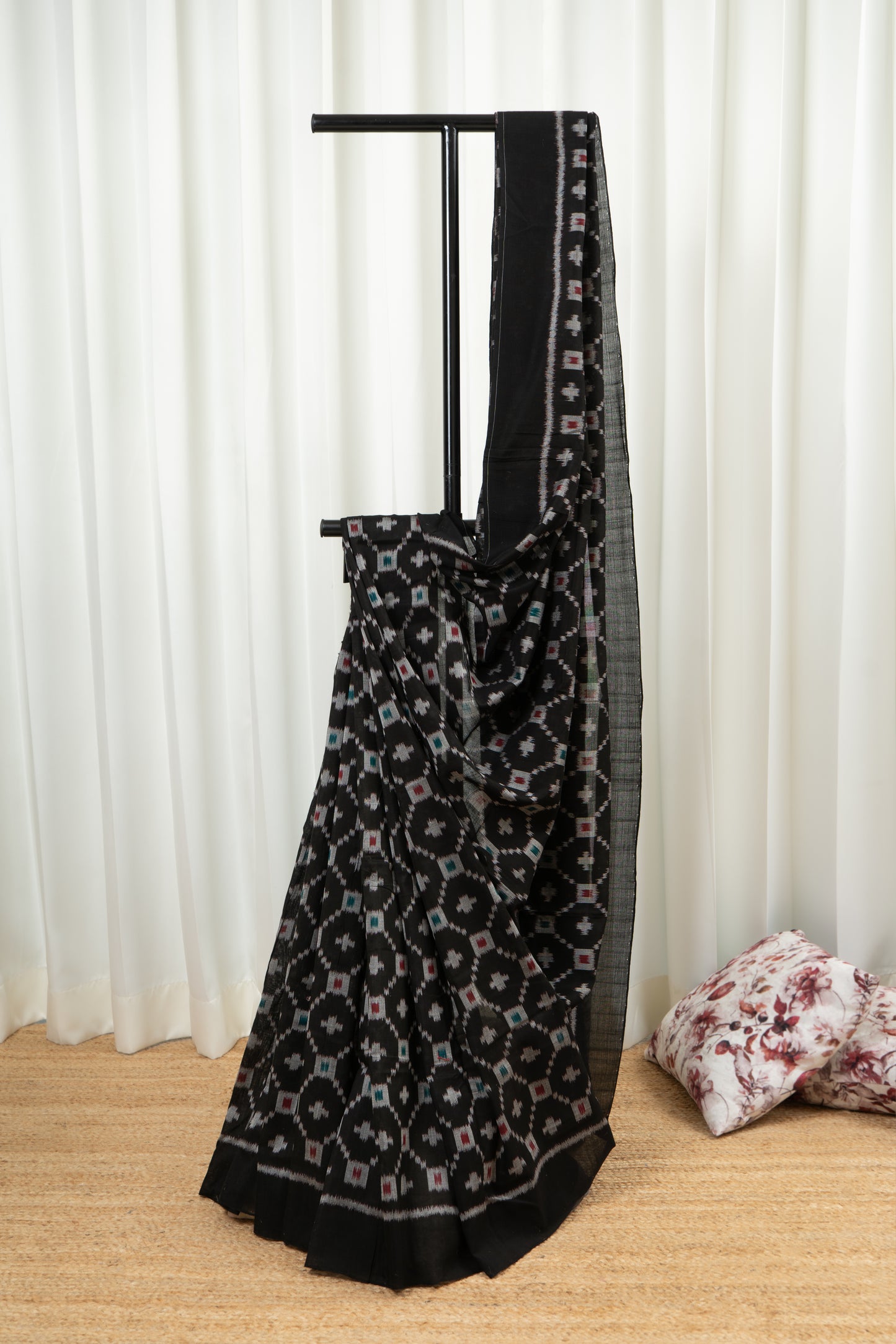 Exclusive Odisha Ikkat Khandua Cotton Saree - Black