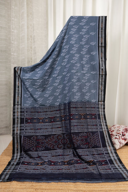 Exclusive Odisha Ikkat Khandua Cotton Saree - Grey
