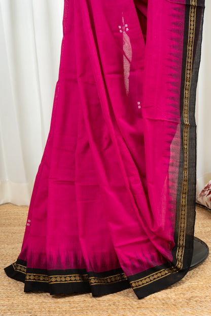 Ek Phulia Cotton Saree-Red toned Pink