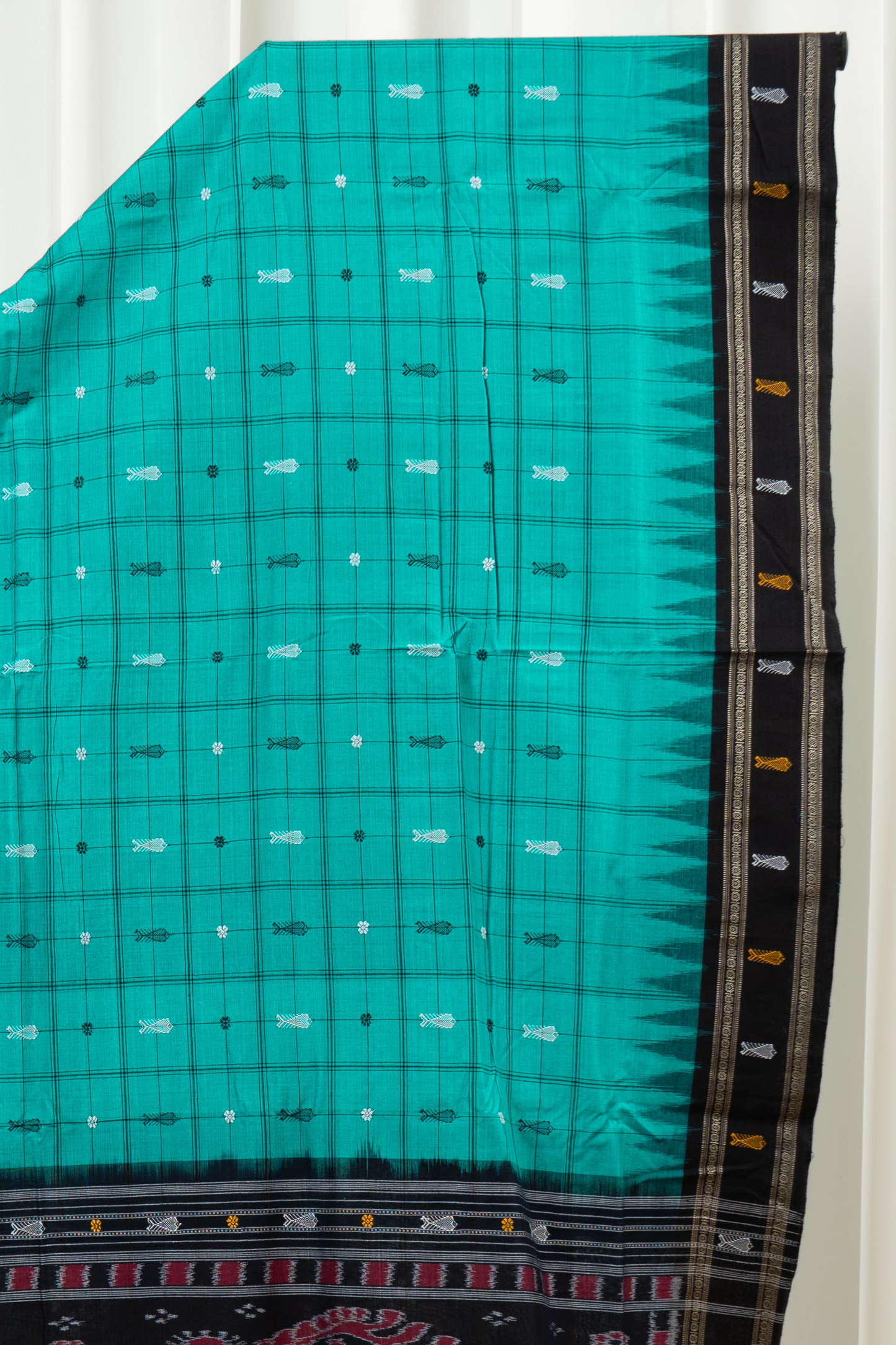 Exclusive Odisha Ikkat Hazaar Buti Cotton Saree- Sea Green