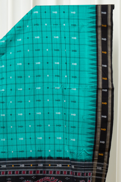 Exclusive Odisha Ikkat Hazaar Buti Cotton Saree- Sea Green