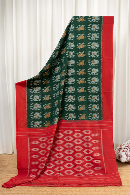 Pochampally Ikkat Cotton Saree - Green