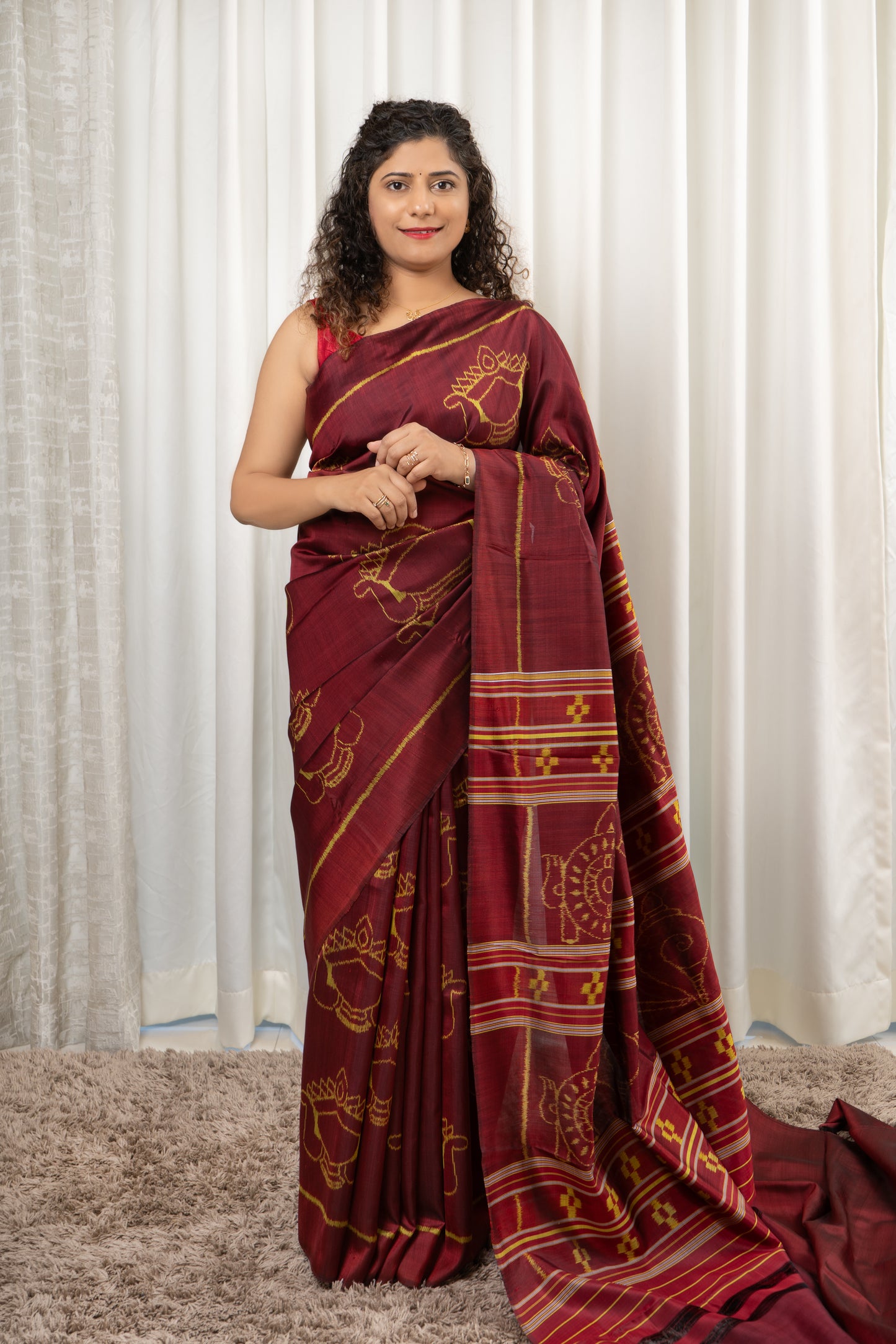 Exclusive Odisha Ikkat Pure Silk Saree- Maroon