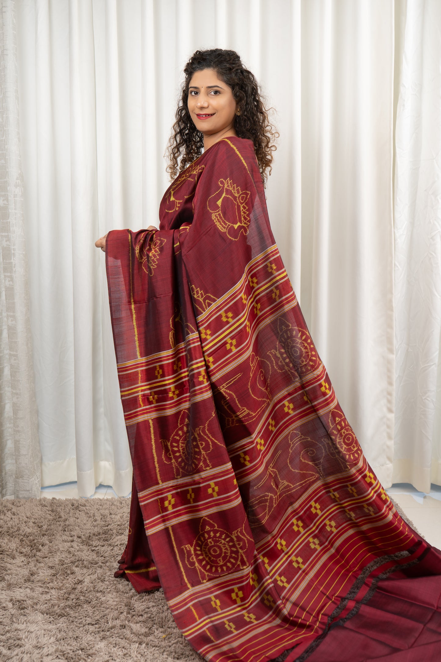 Exclusive Odisha Ikkat Pure Silk Saree- Maroon